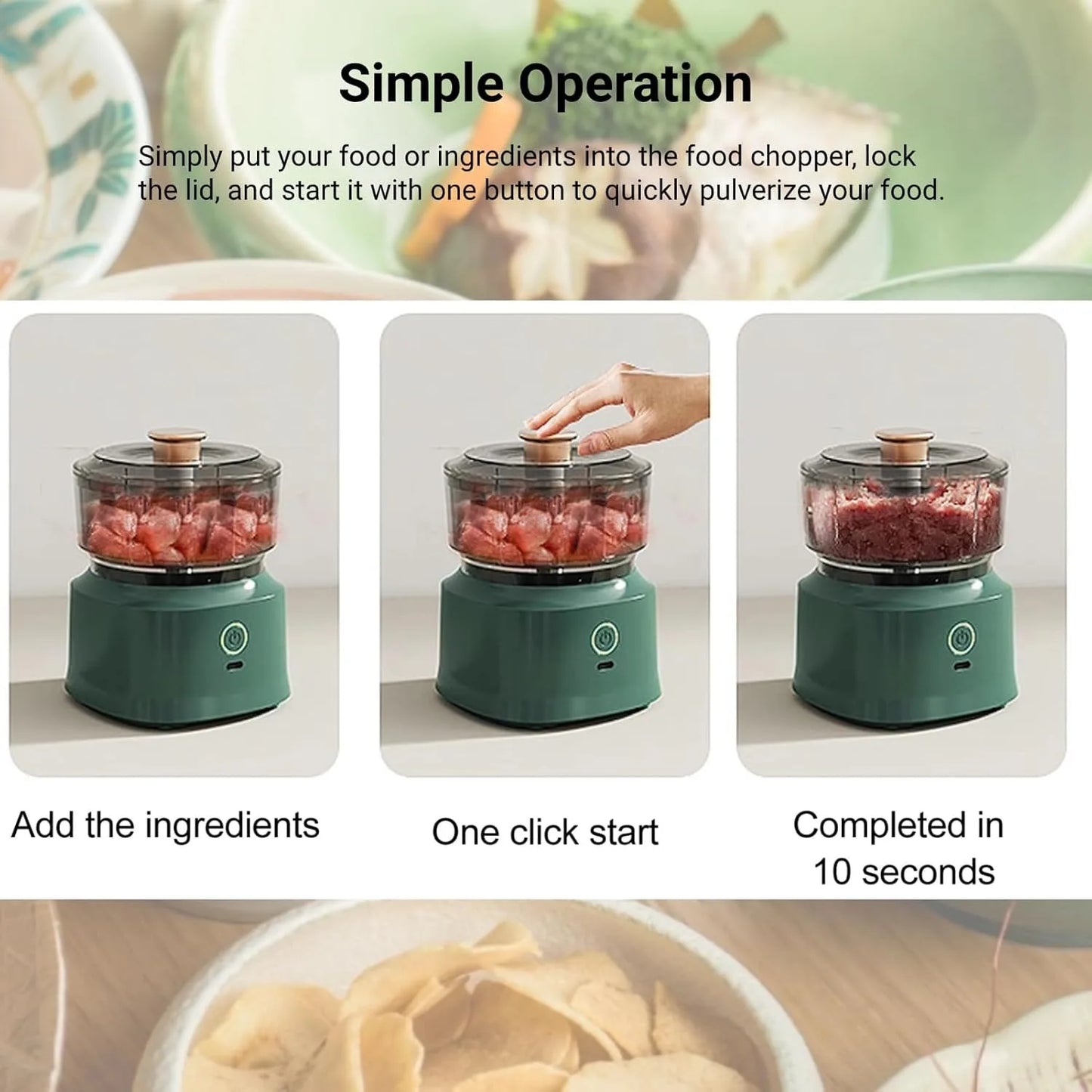 ChopMaster Pro™ Mini Electric Food Chopper – 350ML USB Rechargeable Garlic, Onion & Vegetable Processor