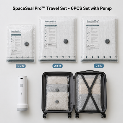 SpaceSeal Pro™ Vacuum Storage Bags – 6/15 Pack Compression Storage Bags with Portable Air Pump for Clothes, Bedding & Moving