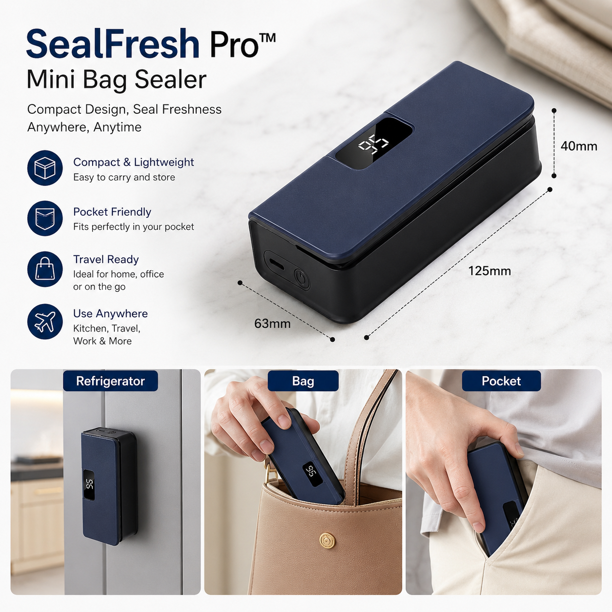 SealFresh Pro™ Mini Bag Sealer – 2-in-1 USB Rechargeable Heat Sealer & Cutter for Food Storage Bags