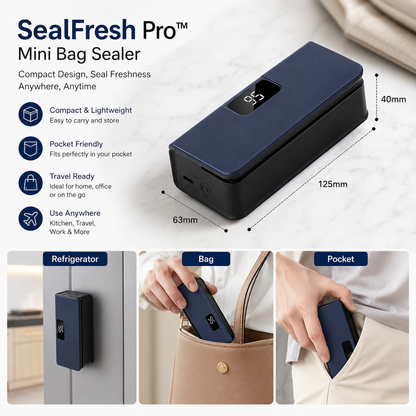 SealFresh Pro™ Mini Bag Sealer – 2-in-1 USB Rechargeable Heat Sealer & Cutter for Food Storage Bags
