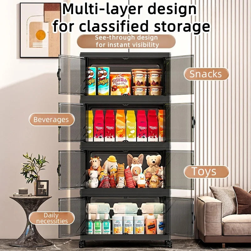 Roomify Stackable Storage Cabinet – Foldable Double Door Organizer for Pantry, Bedroom, Living Room & Office