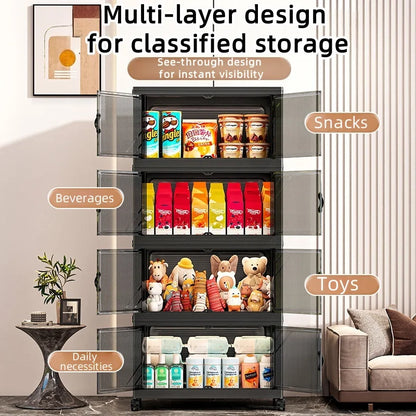 Roomify Stackable Storage Cabinet – Foldable Double Door Organizer for Pantry, Bedroom, Living Room & Office
