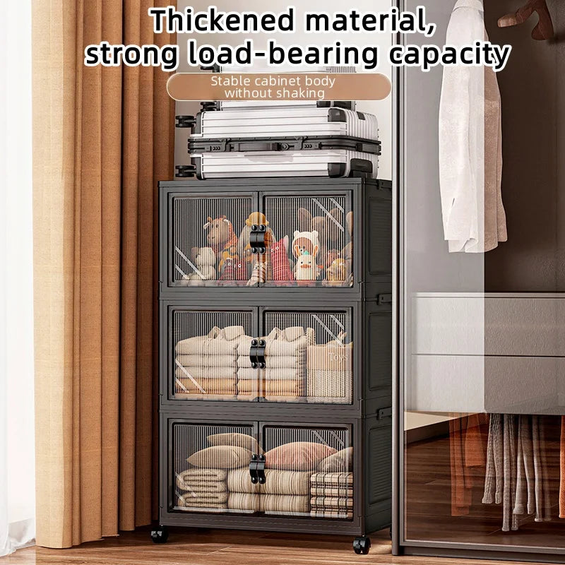 Roomify Stackable Storage Cabinet – Foldable Double Door Organizer for Pantry, Bedroom, Living Room & Office