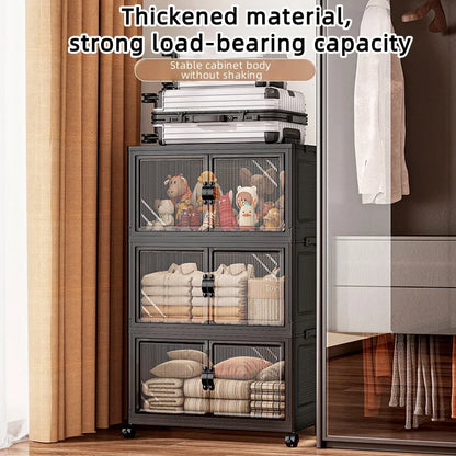 Roomify Stackable Storage Cabinet – Foldable Double Door Organizer for Pantry, Bedroom, Living Room & Office
