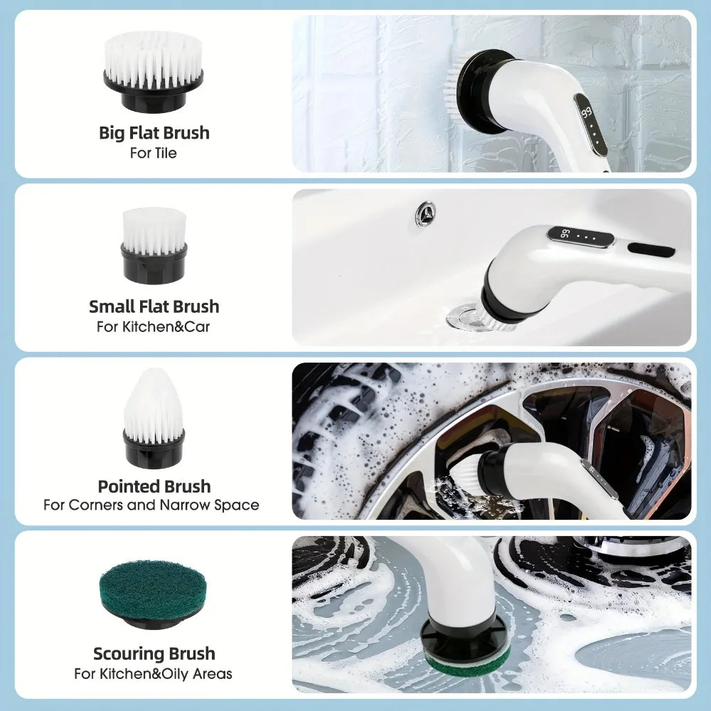 SpinMaster Pro™ 9-in-1 Electric Spin Scrubber – Cordless Rechargeable Cleaning Brush with 9 Heads for Bathroom, Kitchen, Tile & Floor