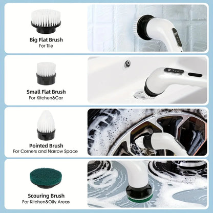 SpinMaster Pro™ 9-in-1 Electric Spin Scrubber – Cordless Rechargeable Cleaning Brush with 9 Heads for Bathroom, Kitchen, Tile & Floor