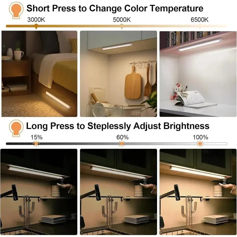 GlowSense Pro™ Motion Sensor LED Light – 40cm Rechargeable Magnetic Under Cabinet Light for Closet, Kitchen & Stairs