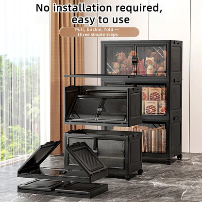 Roomify Stackable Storage Cabinet – Foldable Double Door Organizer for Pantry, Bedroom, Living Room & Office
