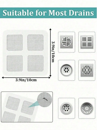 DrainGuard™ Disposable Hair Catcher Stickers – 12PCS Adhesive Drain Mesh Filters for Shower & Sink