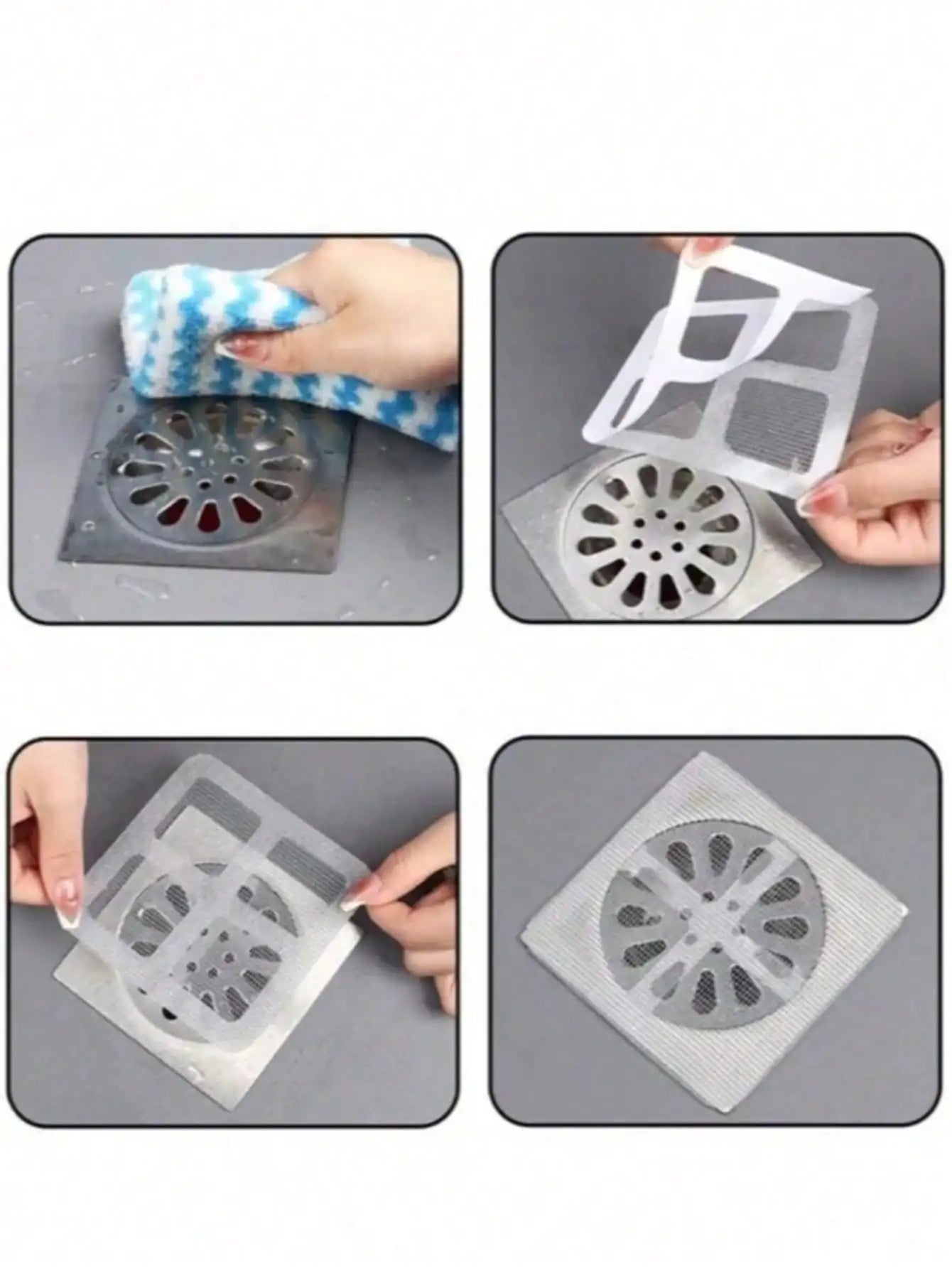 DrainGuard™ Disposable Hair Catcher Stickers – 12PCS Adhesive Drain Mesh Filters for Shower & Sink