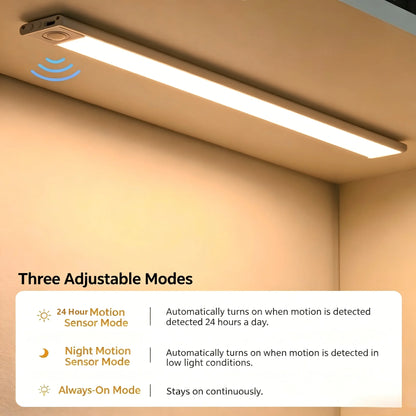GlowSense Pro™ Motion Sensor LED Light – 40cm Rechargeable Magnetic Under Cabinet Light for Closet, Kitchen & Stairs