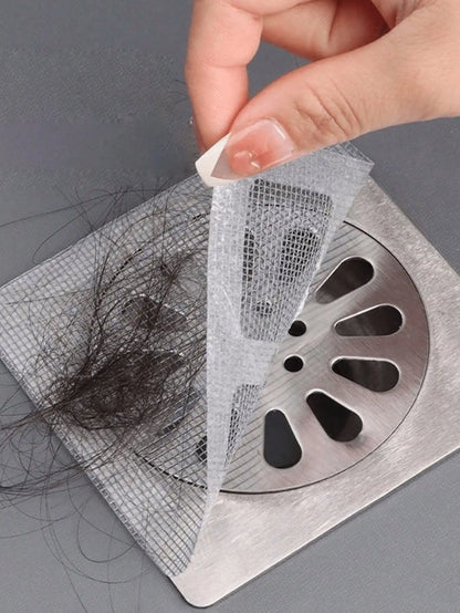 DrainGuard™ Disposable Hair Catcher Stickers – 12PCS Adhesive Drain Mesh Filters for Shower & Sink