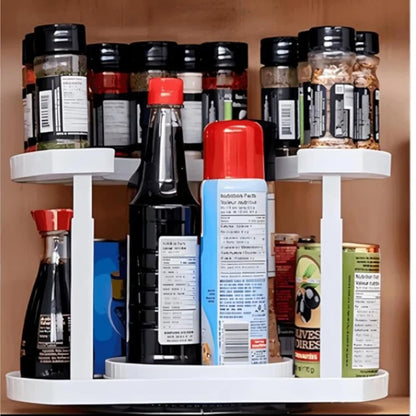 SpinShelf Pro™ 360° Rotating Spice Rack – 2-Tier Adjustable Lazy Susan Organizer for Kitchen Cabinets & Pantry
