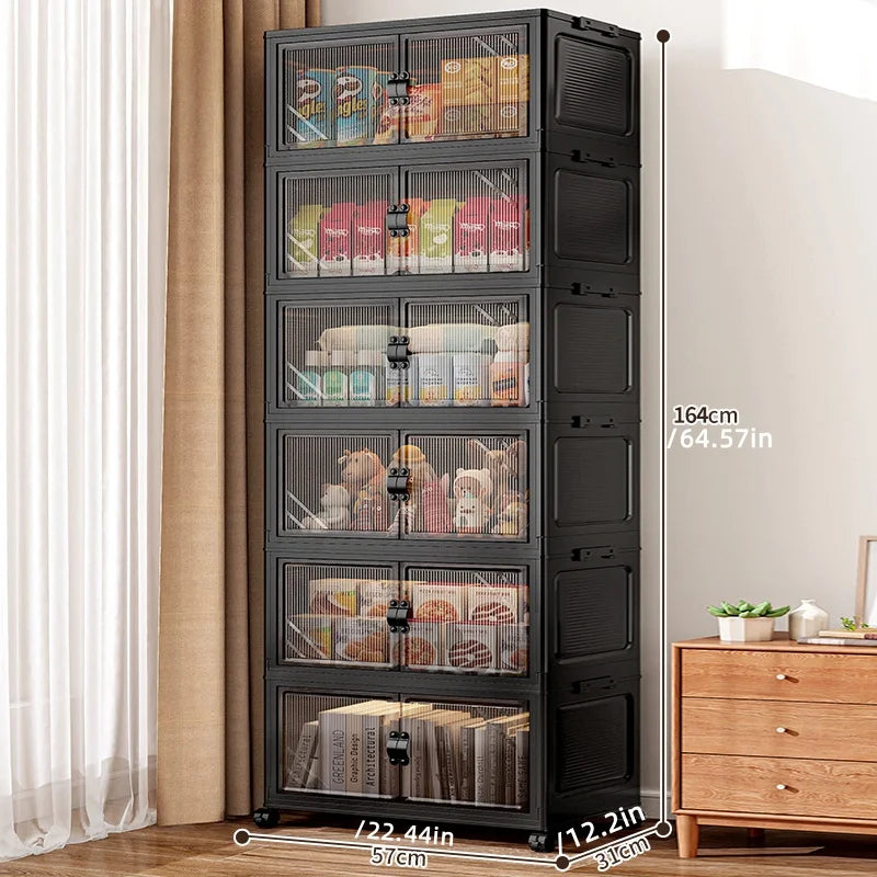 Roomify Stackable Storage Cabinet – Foldable Double Door Organizer for Pantry, Bedroom, Living Room & Office