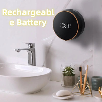 FoamSense Pro™ Touchless Automatic Soap Dispenser – Rechargeable Wall-Mounted Foaming Soap Dispenser with Digital Display