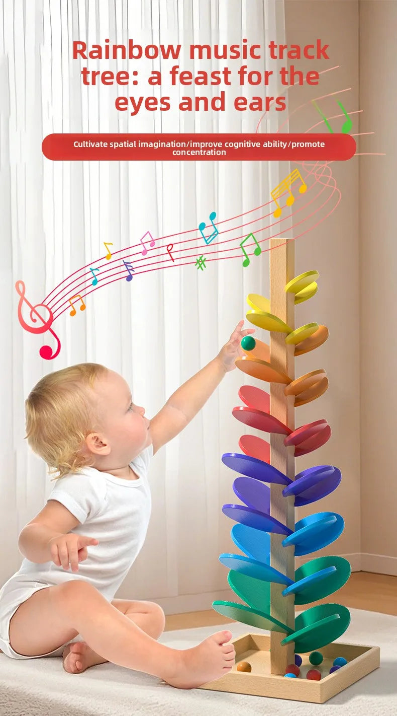 Melody Tree™ | Montessori Wooden Musical Marble Run for Kids 3+ | Educational & Screen-Free Learning Toy