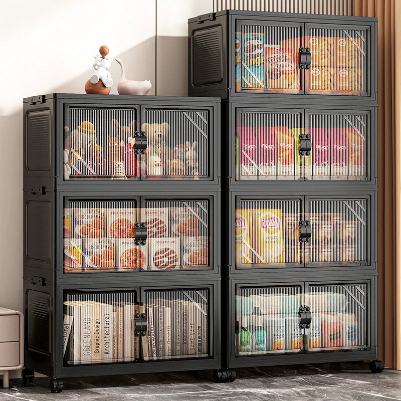 Roomify Stackable Storage Cabinet – Foldable Double Door Organizer for Pantry, Bedroom, Living Room & Office
