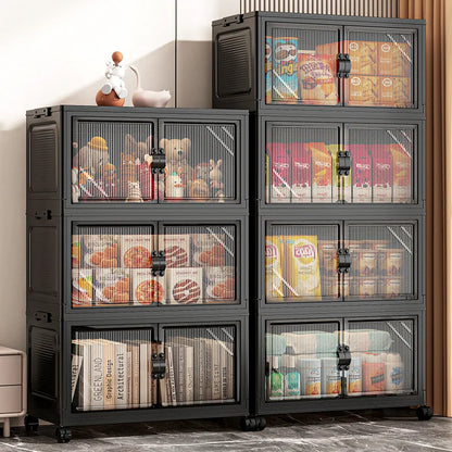 Roomify Stackable Storage Cabinet – Foldable Double Door Organizer for Pantry, Bedroom, Living Room & Office