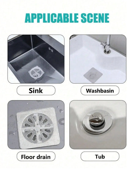 DrainGuard™ Disposable Hair Catcher Stickers – 12PCS Adhesive Drain Mesh Filters for Shower & Sink